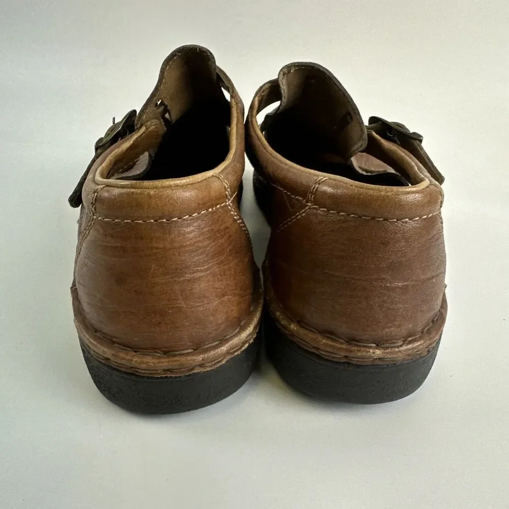 Josef Seibel Fisherman Flat Sandal Closed Toe Brown Leather Buckle 43‎ US 9.5-10